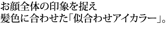 お顔全体の印象を捉え髪色に合わせた似合わせアイカラー